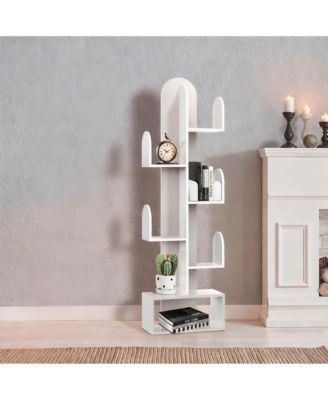Cactus Tree Bookshelf Wood Corner Storage Rack