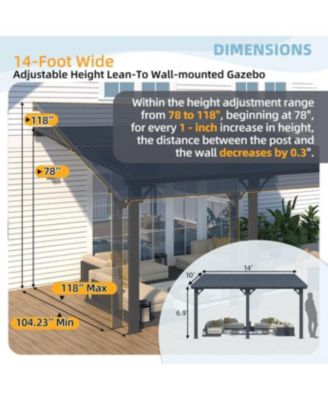 14x10 Outdoor Hardtop Gazebo Adjustable Height Pergola for Patio