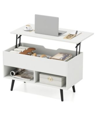 31.5 Inch Lift-Top Coffee Table with Hidden Storage and 2 Open Shelves