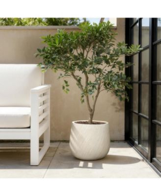 14" Dia Large Plant Pot with Drainage, Texutred Round Planter Pot for Indoor and Outdoor Plants