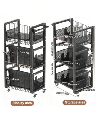 Heavy-Duty Double-Sided Book Cart with Silent Wheels and 3 Magnetic Shelves