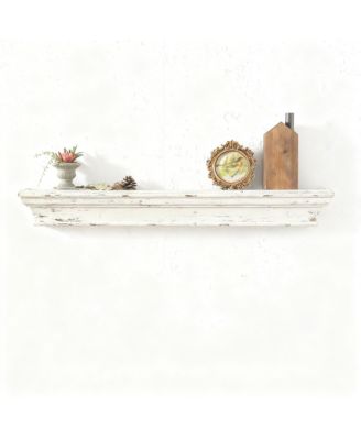 36.3 Inch Rustic Solid Wood Wall Mounted Decorative Long Shelf