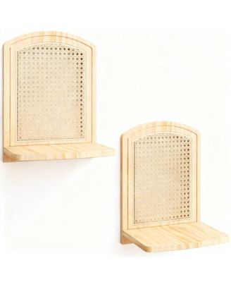  Wood Wicker Wall Shelf Boho Decor Display