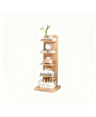 Solid Wood 5-Tier Narrow Bookshelf Corner Ladder Bookcase