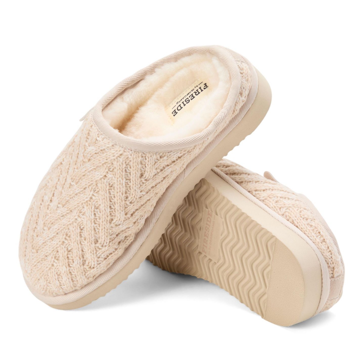 Женские сабо Dearfoams Greta Genuine Shearling Knit Clog Slipper, цвет: Костяной — фото 5