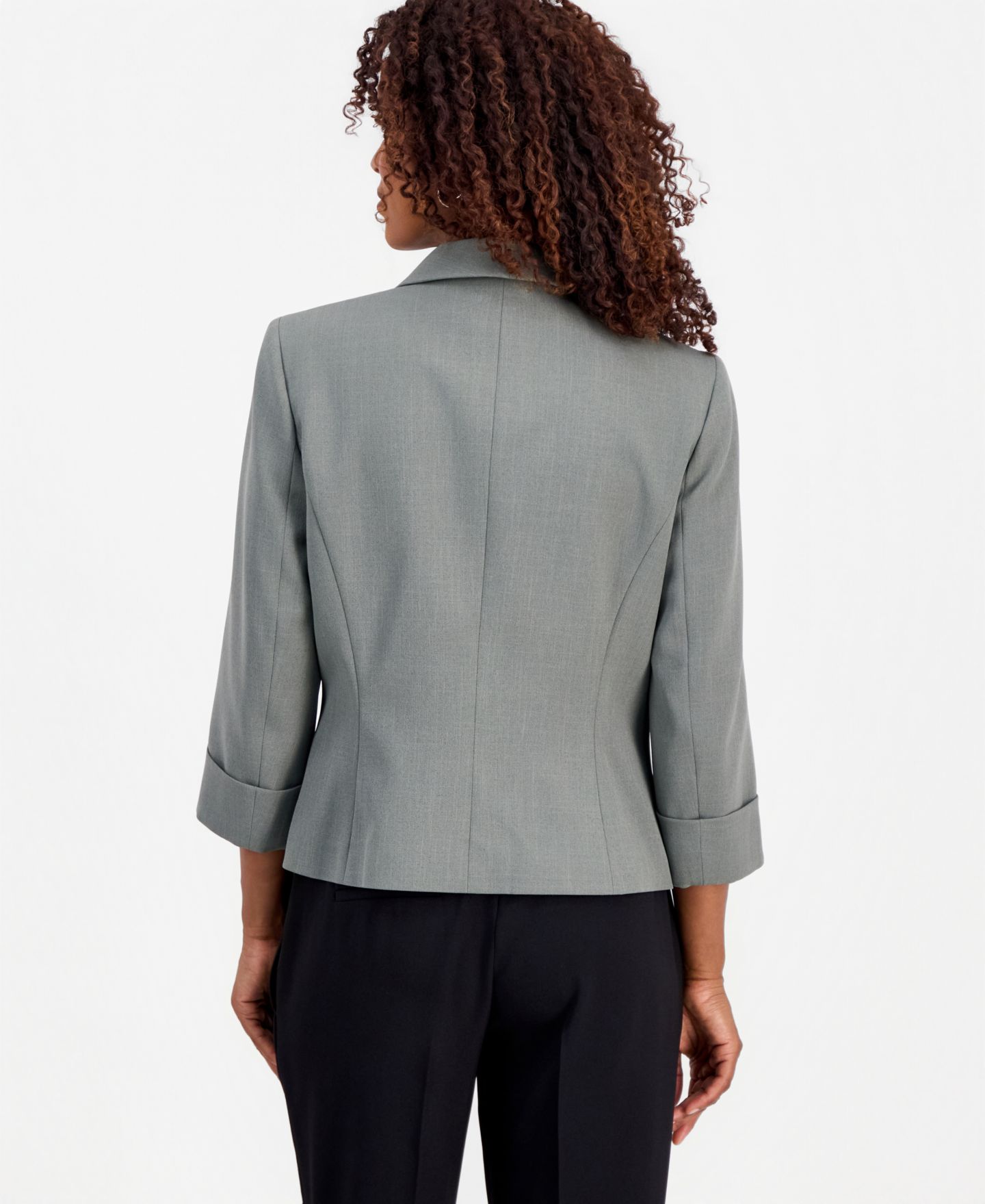 Женский пиджак Kasper Petite Open-Front 3/4-Sleeve Blazer, цвет: Тёмный морской каменный — фото 4