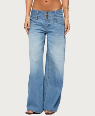 Women's Wide Waistband Low Rise Baggy Jeans