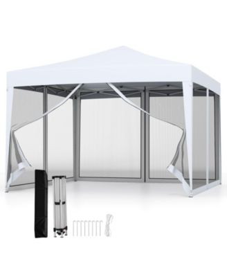 10 FT x 10 FT Pop-Up Canopy Tent w/ Mesh Netting Carry Bag 8 Stakes and 4 Ropes Outdoor