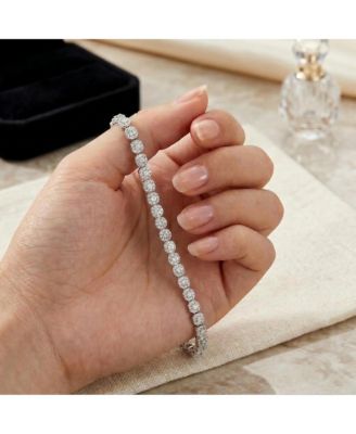 Minimalist White Gold Plated Round CZ Slim Tennis Bracelet