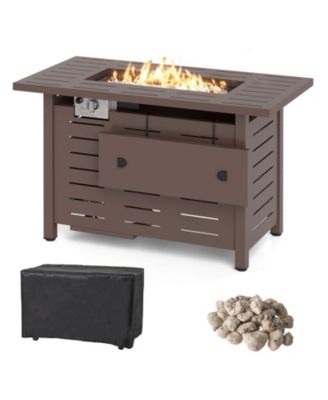 40 Inch Outdoor Propane Fire Pit Table with Lava Rocks