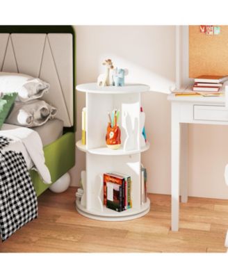 2 Tier Rotating Kids Bookshelf with Bunny Storage Baffles