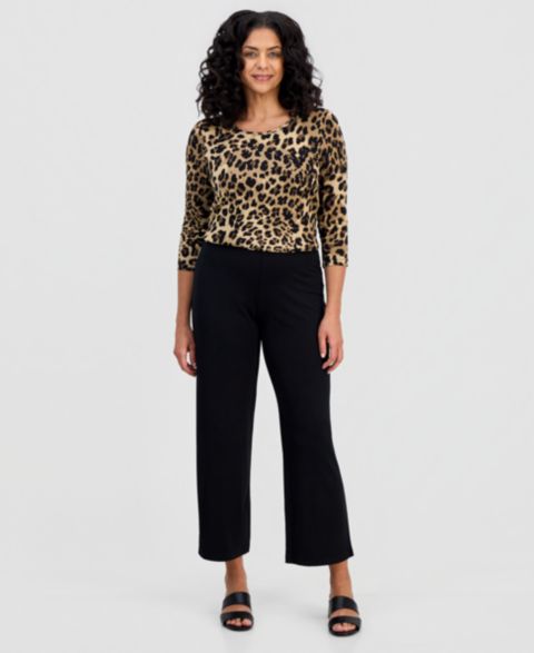 Женские брюки JM Collection Knit Wide-Leg Pull-On Pants, Regular & Short Lengths, цвет: Глубокий чёрный