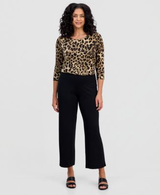 JM Collection Women's Knit Wide-Leg Pull-On Pants, Regular & Short