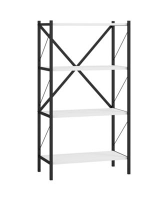 Heavy Duty 4 Tier Bookshelf with Metal Frame Storage Unit