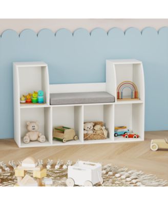 40 Inch Kids Bookshelf with Reading Nook and 6 Open Cubes