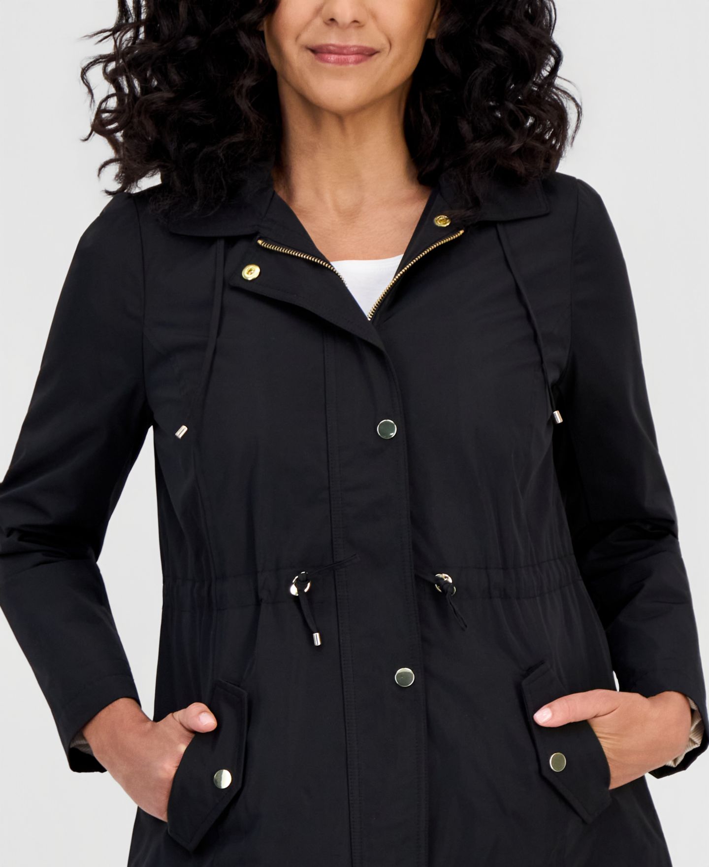 Женская куртка Style & Co Hooded Anorak, цвет: Глубокий чёрный — фото 2