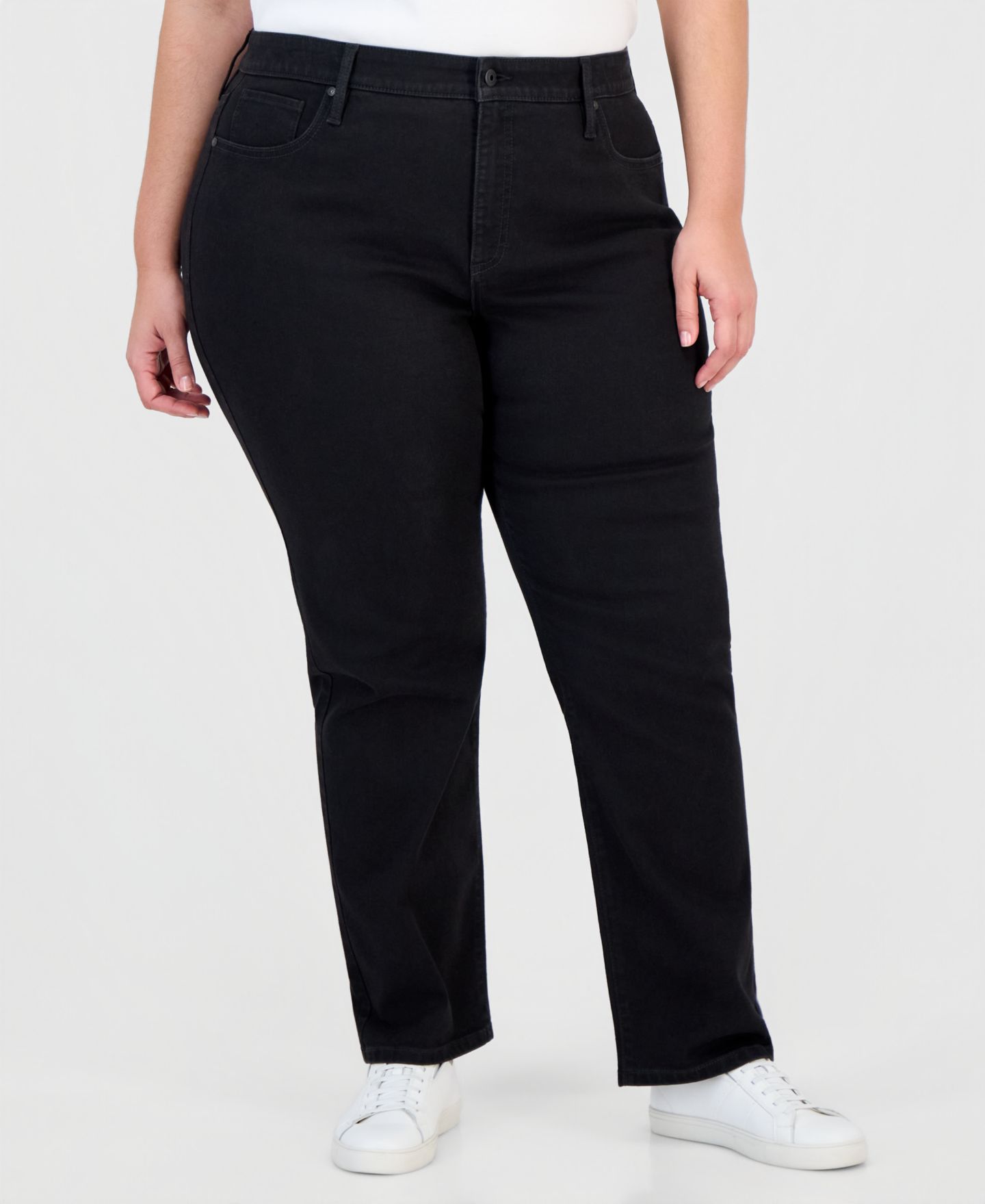 Женские джинсы Style & Co High Rise Straight-Leg Jeans, Regular, Short and Long Lengths, цвет: Глубокий чёрный — фото 3
