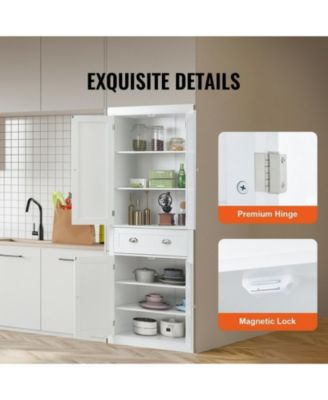 72 in Tall Freestanding Kitchen Pantry Storage Cabinet with Adjustable Shelves