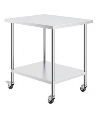 Stainless Steel Rolling Work Table 30 x 36 x 38 in with 4 Casters