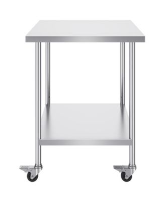 Stainless Steel Rolling Work Table 30 x 36 x 38 in with 4 Casters
