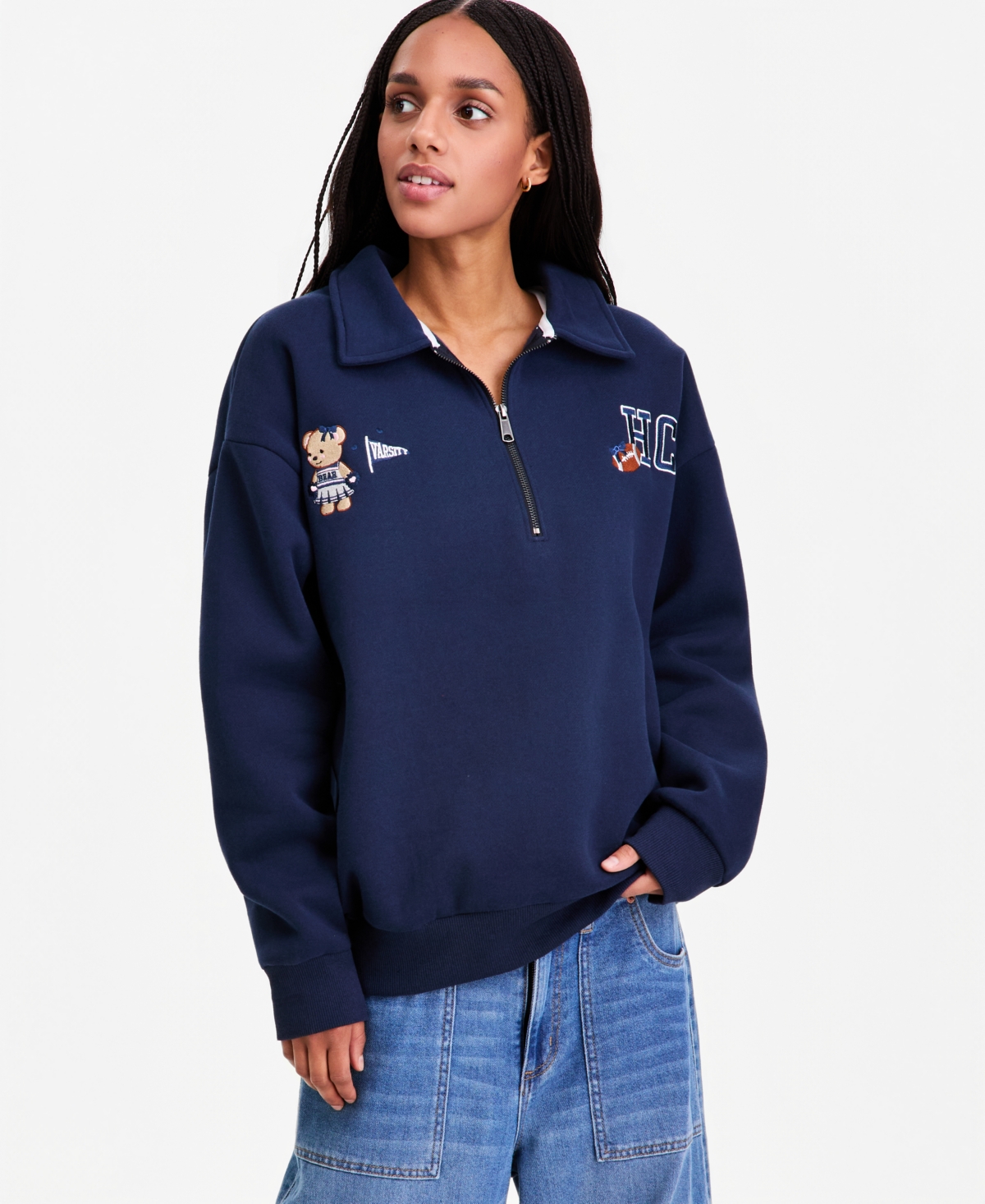The Happy Camp3r Women's Quarter-Zip Varsity Sweatshirt
