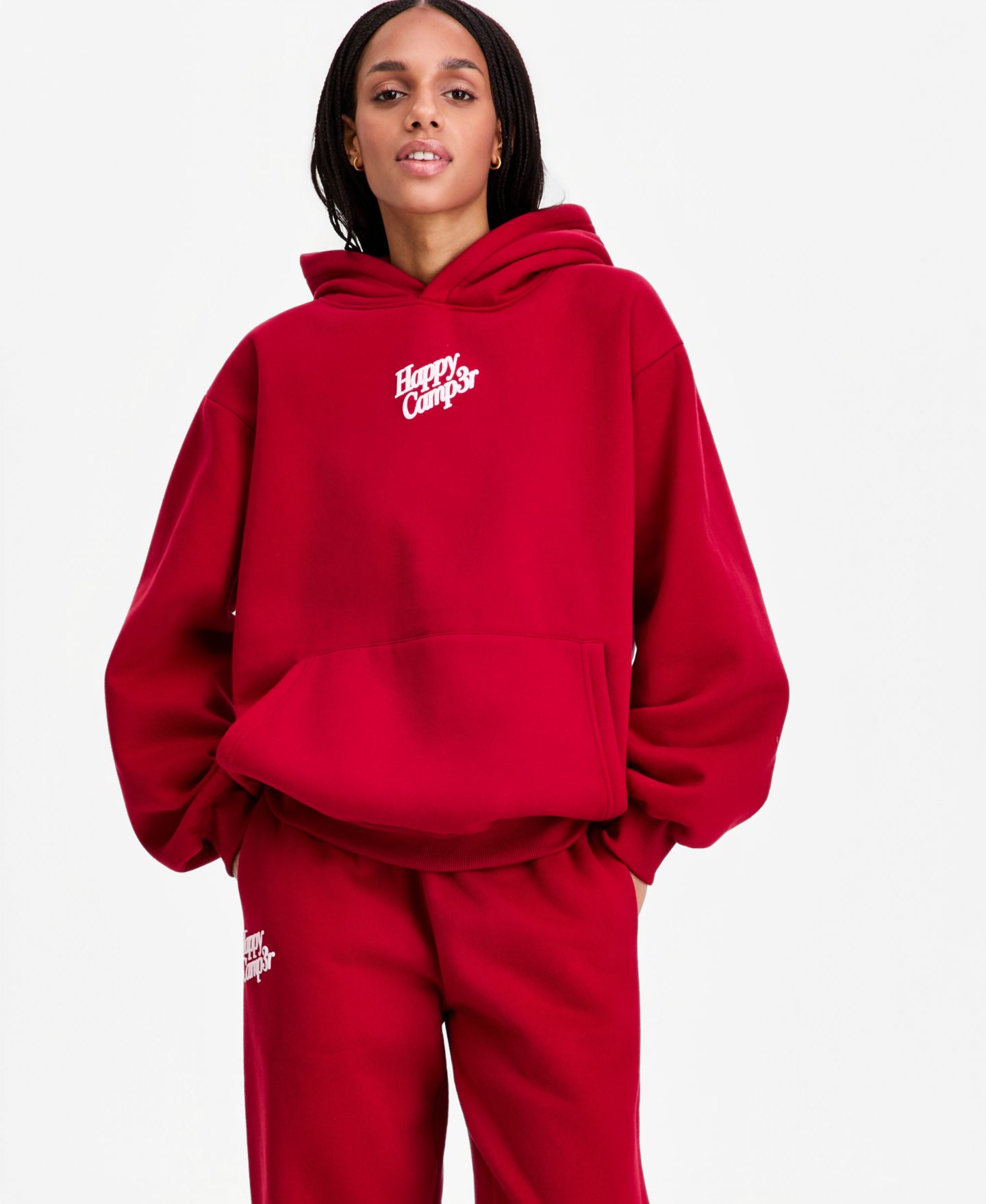 Женский свитшот The Happy Camp3r Puff Series Hooded Pull-On, цвет: Тёмный красный — фото 10