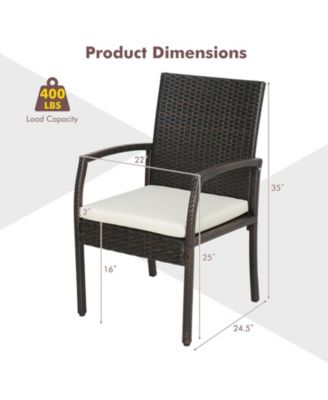 5PCS Rattan Dining Set Acacia Wood Table 4 Wicker Chairs w/ Umbrella Hole Patio