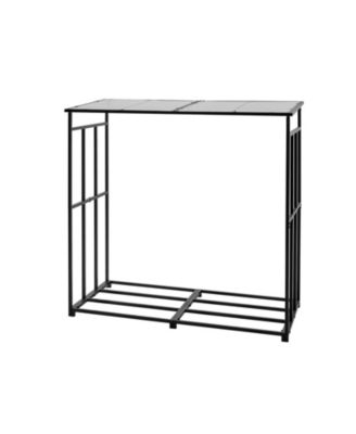 4 ft Firewood Rack with Sloped Roof Outdoor Log Storage Shed