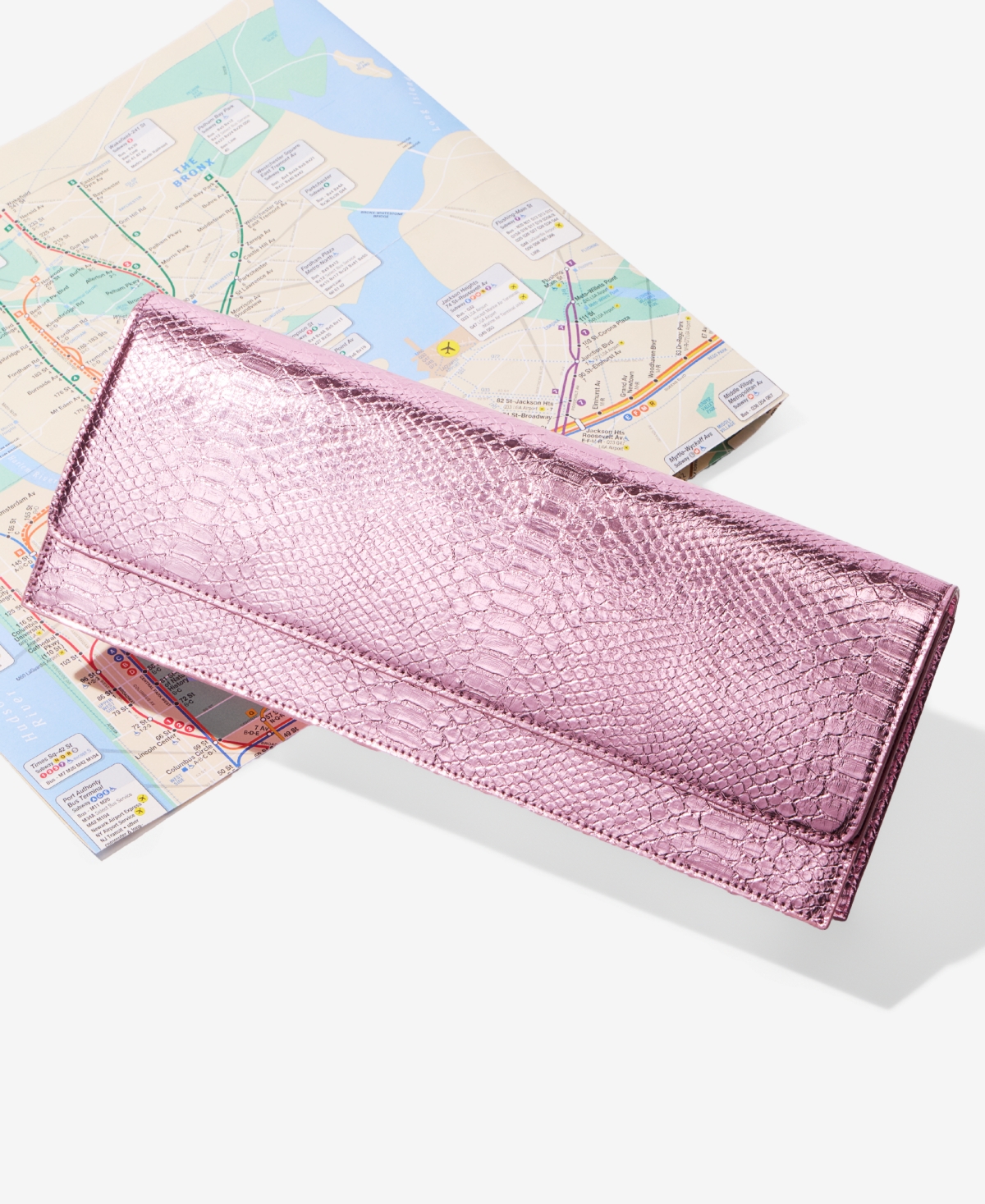 Metallic Snake-Print East-West Clutch Bag, Macy's Exclusive- Molly Rogers Capsule Collection