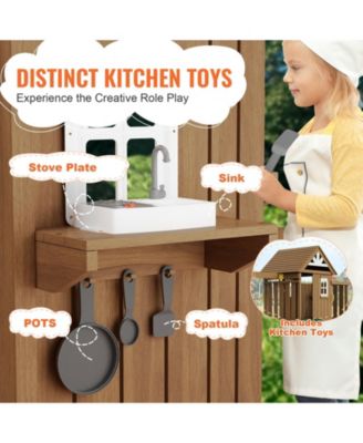 9 in 1 Wooden Swing Set with Slide Swings Fort Picnic Table and Sandbox