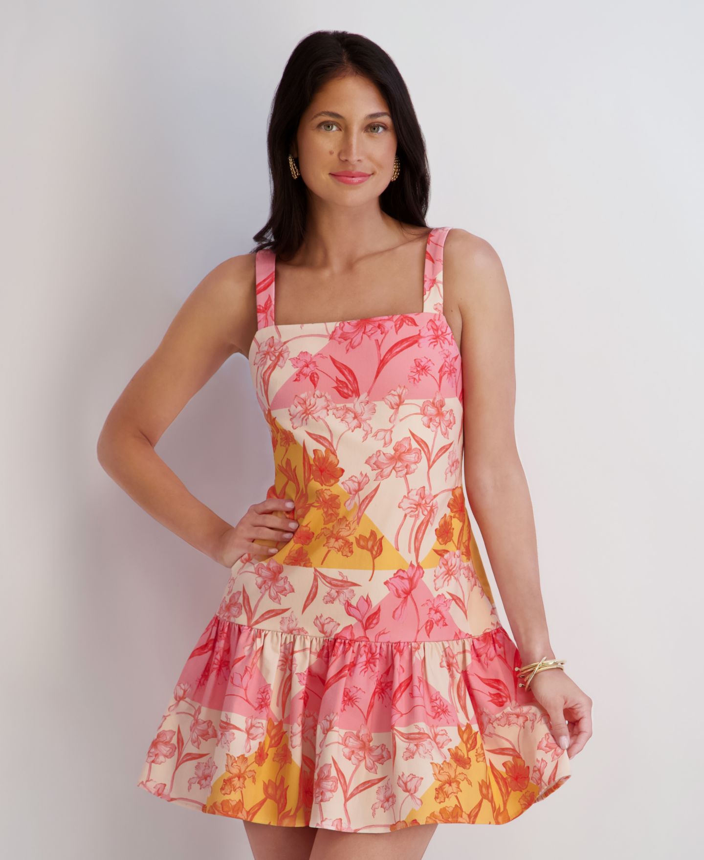 Женское платье Kensie Square Neck Sleeveless Printed Short, цвет: Разноцветный — фото 3