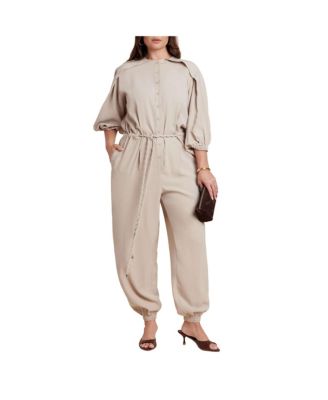 Women's Plus Size W Cord Tie Jumpsuit