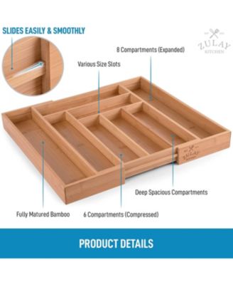 Adjustable Bamboo Kitchen Utensil Drawer Organizer