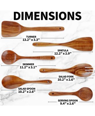 6-Piece Durable Wooden Cooking Spoons Set with Comfort Grip