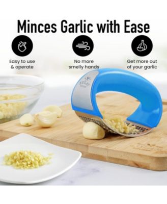 Stainless Steel Garlic Press Rocker with Peeler and Scraper