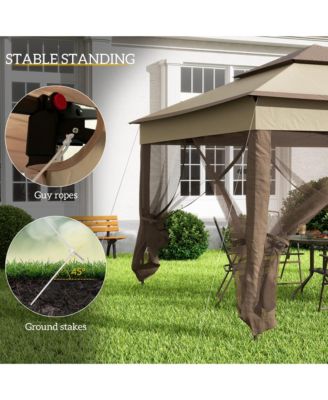 11' x 11' Pop Up Gazebo Outdoor Canopy Shelter with 2-Tier Soft Top, and Removable Zipper Netting, Event Tent with Large Shade, and Storage Bag for Patio, Backyard, Garden, Khaki
