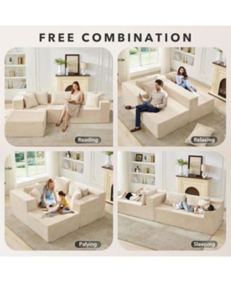 106" L-Shaped Sectional Sofa with Chaise, Modular Deep Seat Cloud Couch, No Assembly