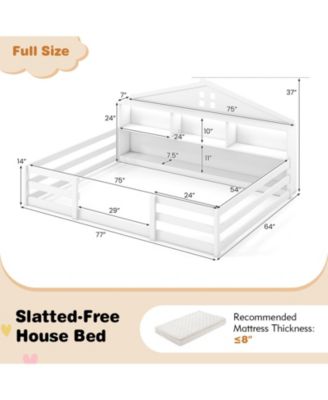 Montessori Floor Bed with Storage Compartments and Shelf