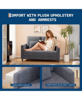 51" Loveseat Sofa, Teddy Fabric Small Couch for Living Room and Small Spaces