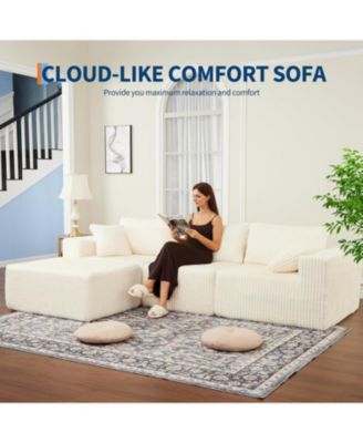 108" Boneless Modular Sectional Sofa, Cloud Couch, No Assembly Convertible Sofa