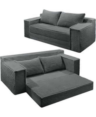 75" Convertible Sofa Bed, Boneless Futon Couch with 2 Pillows, Pull-Out Loveseat Sleeper, No Assembly