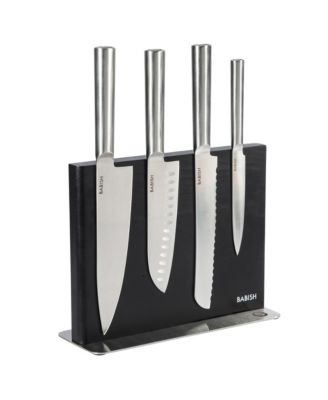 5 Piece German Steel Magnetic Knife Block and Forged Cutlery Set with Holder