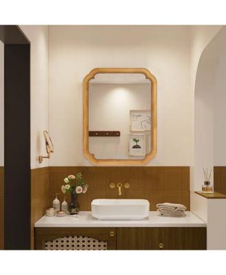 31.5" x 23.82" Wood Framed Wall - Mounted Mirror Cabinet with Storage Shelves, Medicine Mirror for Bathroom, Living Room, Entryway