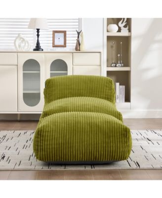 Corduroy Bean Bag Chair with Ottoman - Big Beanbag Chair with Side Pockets and Memory Foam Filler, Floor Lounge Bed for Living Room