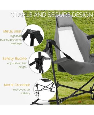 Portable Folding Hammock Camping Chairs Set of 2, Oversized Rocking Recliner with Adjustable Backrest and Carry Bag for Outdoor Travel