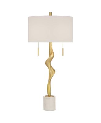 Montrose 31 3/4" Tall Sculpture Large Modern End Table Lamp Pull Chain Gold Finish Marble Single Living Room