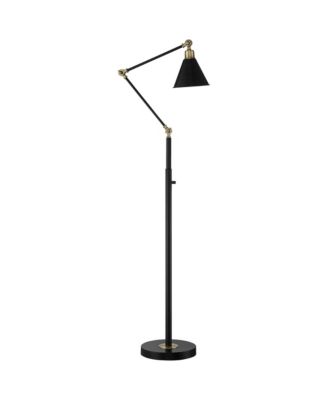 Wray Mid Century Modern 61" Tall Standing Floor Lamps Set of 2 Lights Adjustable Metal Antique Brass Finish