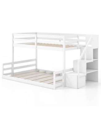 GOUUN Solid Wood Twin Over Full Low Bunk Bed with Storage Stairs - Macy's