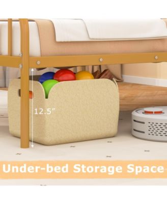 Bed Frame with Headboard and Safety Side Guardrails