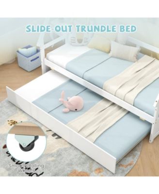 House Bed with Trundle and Safety Guardrail